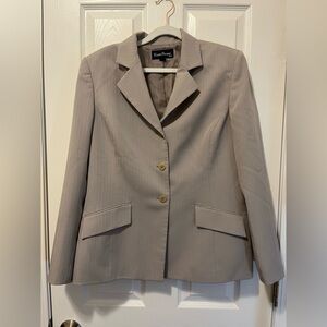 Evan-Picone Tan Pinstripe Suit Blazer Jacket Padded Shoulders US 12